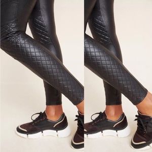 *SPANX* Moto Black Metallic Faux Leather Leggings